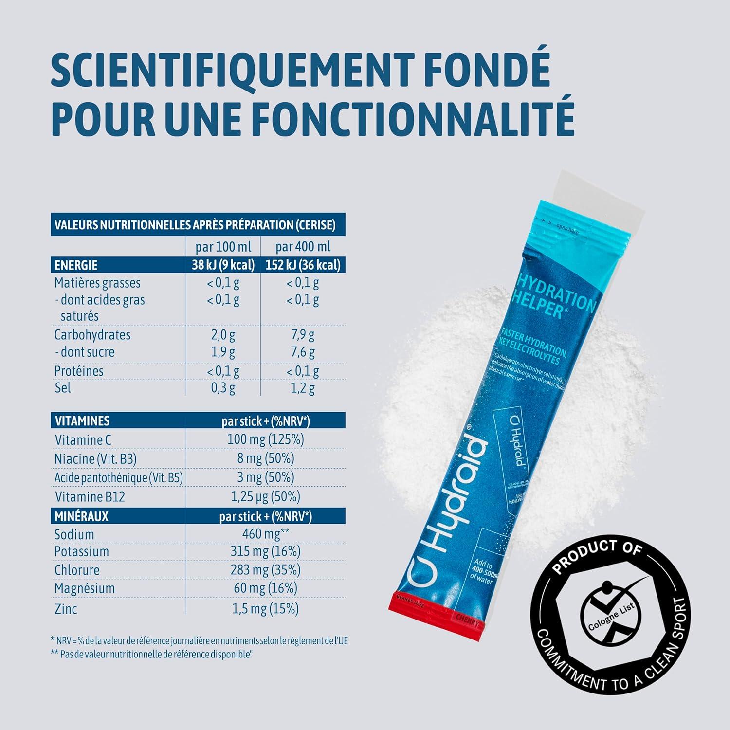 imageHYDRAID Hydration Helper BERRY Boisson lectrolyte Premium 1118mg dlectrolytes pour Sport ampamp Rcupration Rapide 25 Sachets Saveur Fruits des BoisCerise