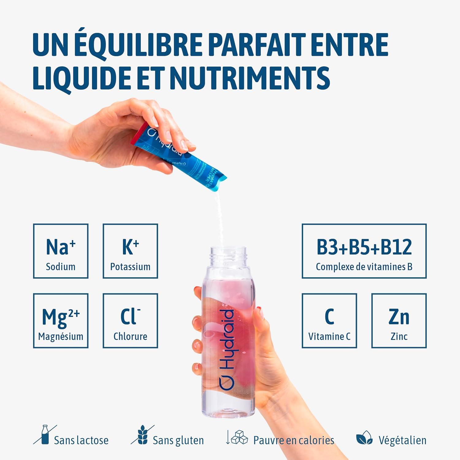 imageHYDRAID Hydration Helper BERRY Boisson lectrolyte Premium 1118mg dlectrolytes pour Sport ampamp Rcupration Rapide 25 Sachets Saveur Fruits des BoisCerise