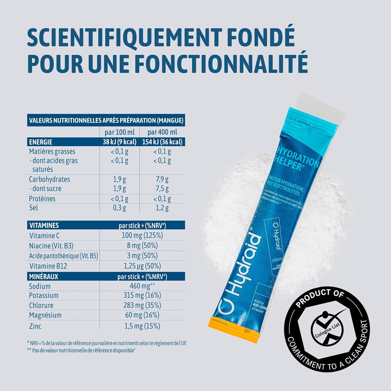 imageHYDRAID Hydration Helper BERRY Boisson lectrolyte Premium 1118mg dlectrolytes pour Sport ampamp Rcupration Rapide 25 Sachets Saveur Fruits des BoisMangue