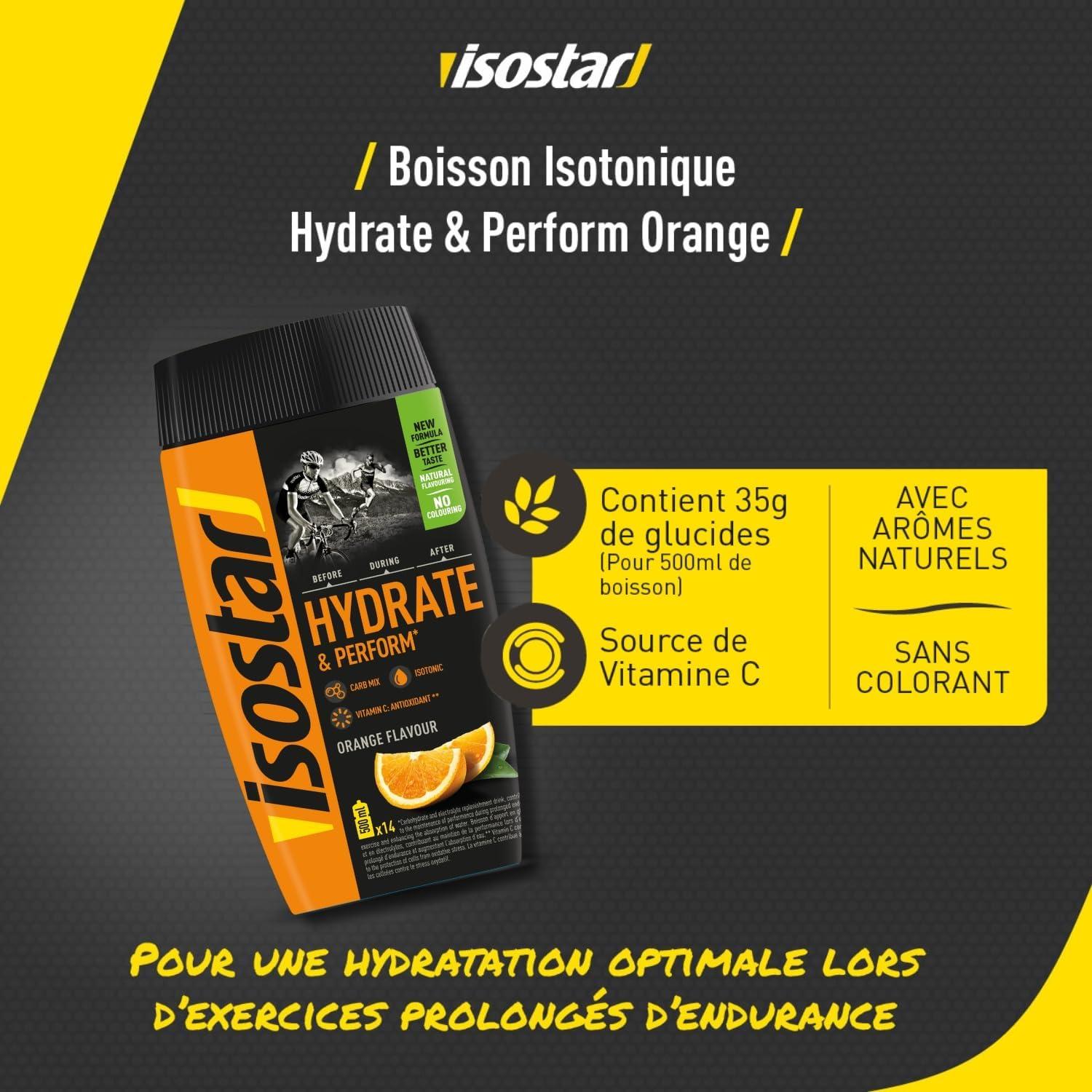 imageIsostar Hydrate And Perform saveur Orange Poudre pour boisson isotonique Boisson pour sportifs 560g 14 doses1