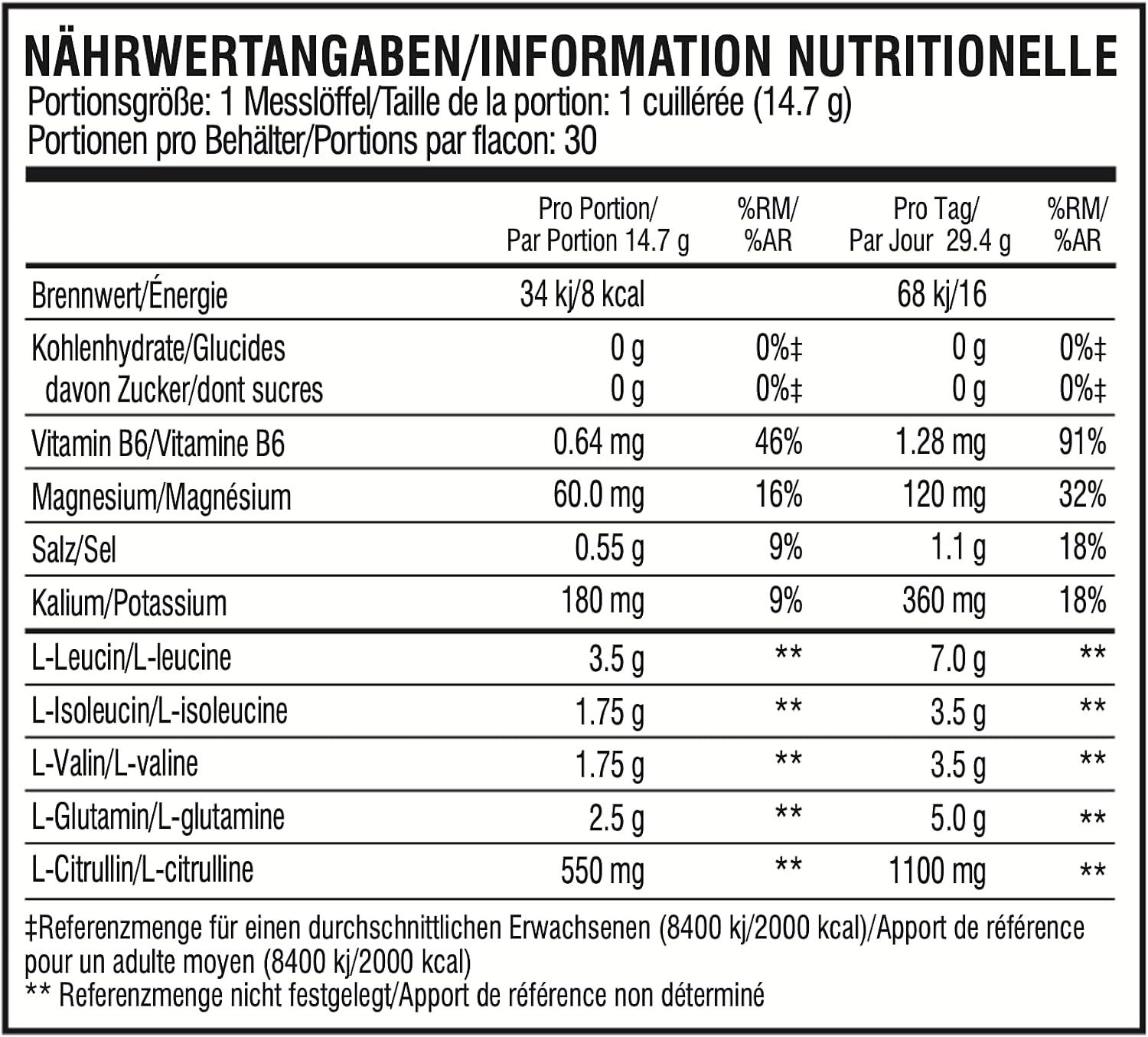 imagePoudre XTEND Original aux BCAA citroncitron vert complment alimentaire aux acides amins ramifis 7 g de BCAA lectrolytes pour rcupration et hydratation 30 portionsJus de fruit