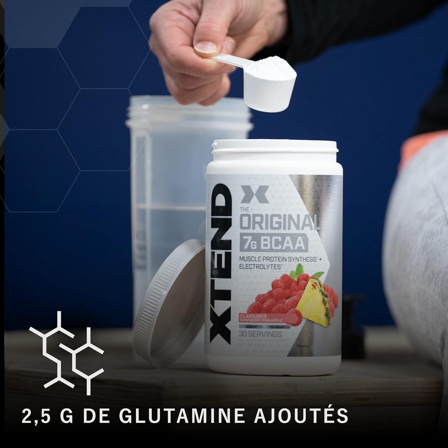 imagePoudre XTEND Original aux BCAA citroncitron vert complment alimentaire aux acides amins ramifis 7 g de BCAA lectrolytes pour rcupration et hydratation 30 portionsFramboise ananas