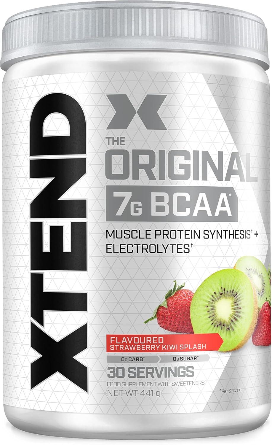 imagePoudre XTEND Original aux BCAA citroncitron vert complment alimentaire aux acides amins ramifis 7 g de BCAA lectrolytes pour rcupration et hydratation 30 portionsFraisekiwi