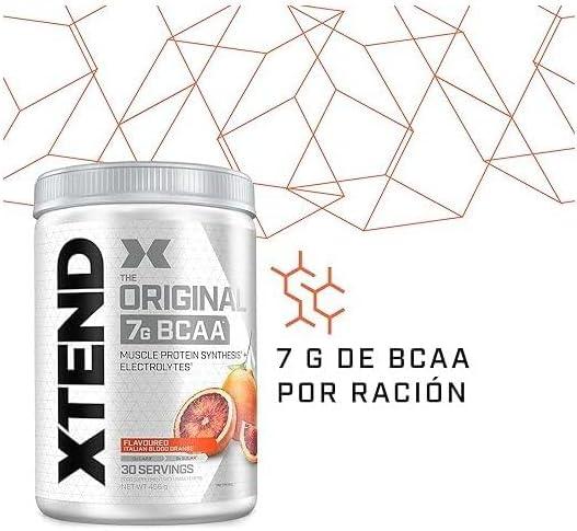 imagePoudre XTEND Original aux BCAA citroncitron vert complment alimentaire aux acides amins ramifis 7 g de BCAA lectrolytes pour rcupration et hydratation 30 portionsOrange sanguine