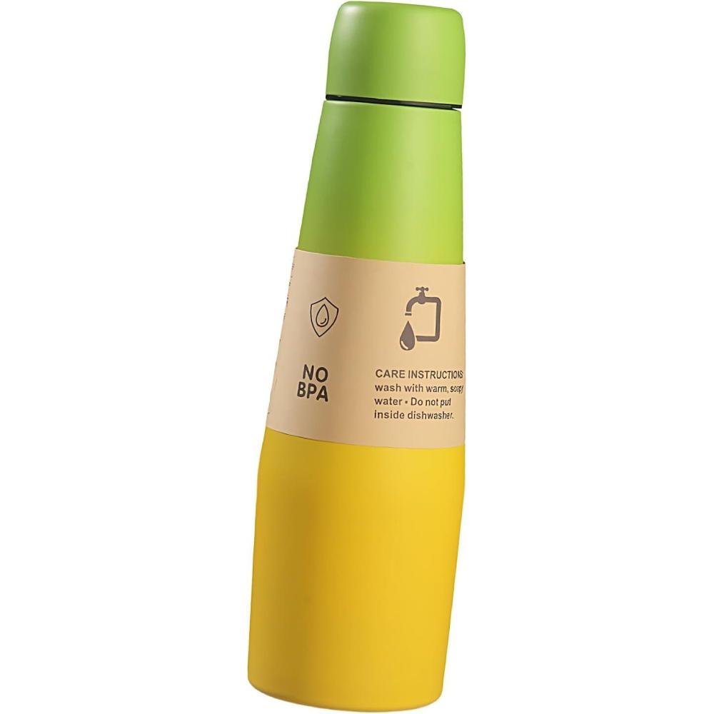 imageBouteille dentranement Coupe isolante pour bouteilles de boisson sportive Reflow Acier inoxydable Termos peut boire une tasse avec une grande capacit pour les hommes et les femmes voyager etVert Jaune