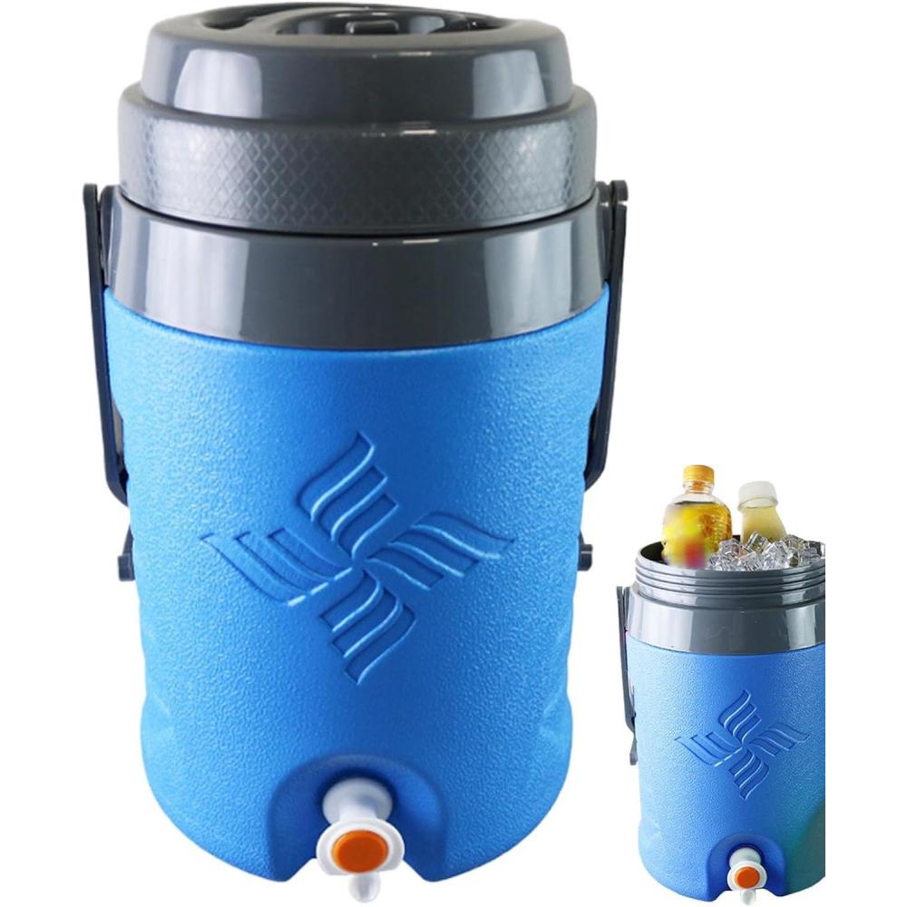 imageDispensateur de boissons en eau sportive distributeur de boissons isols58 L distributeur isol de leau avec poigne de transport Rassembler des amis de la famille des amis de la famille pot deBleu