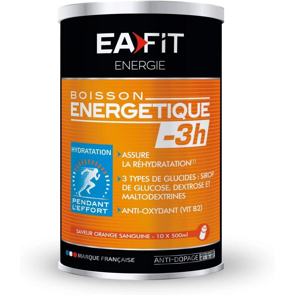 imageEAFIT Boisson Energtique 3H 500 g Orange Sanguine Energie Endurance Hydratation Performance Effort de courtes dures 10 portions Marque Franaise Certifi antidopageOrange Sanguine