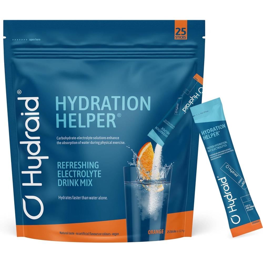 imageHYDRAID Hydration Helper BERRY Boisson lectrolyte Premium 1118mg dlectrolytes pour Sport ampamp Rcupration Rapide 25 Sachets Saveur Fruits des BoisOrange