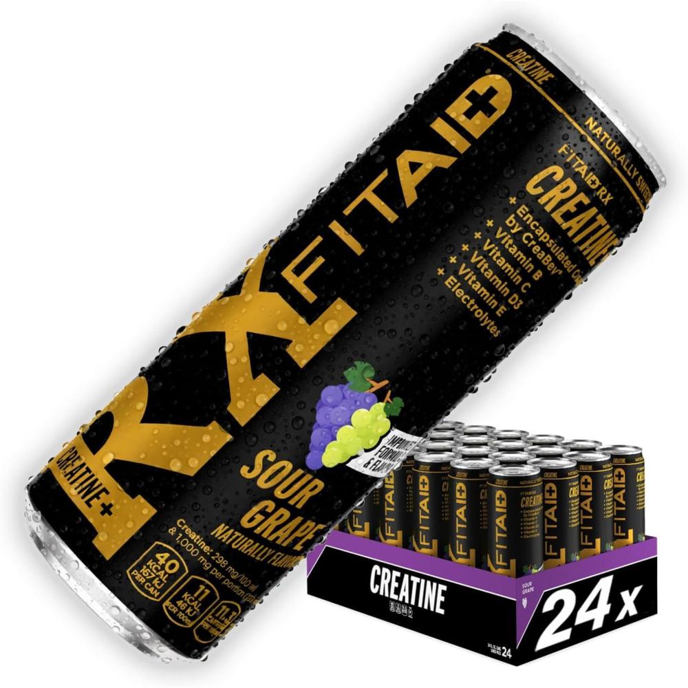 imageLIFEAID FITAID RX Recovery Blend Creatine BCAAs Glutamine Electrolytes Omega3s 100 Clean Paleo Vegan and GlutenFree No Artificial Flavors or Sweeteners 12 Oz Pack of 24FITAID RX  Creatine