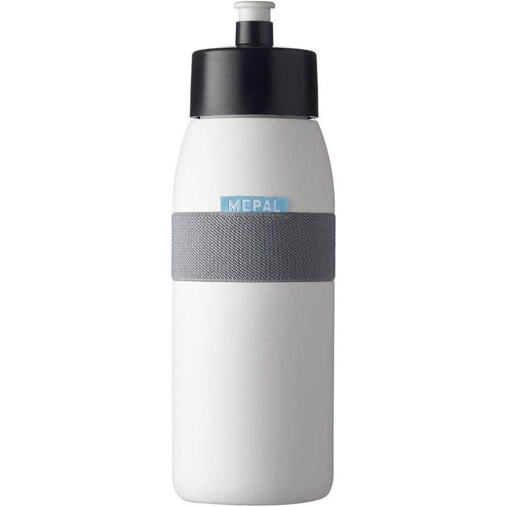 imageMepal Bouteille de Sport Ellipse Bouteille dEau pour le Sport et les Loisirs Bouteille de Boisson Sportive avec bec Souple Lavable au Lavevaisselle et sans BPA 500 ml Nordic blueBlanc