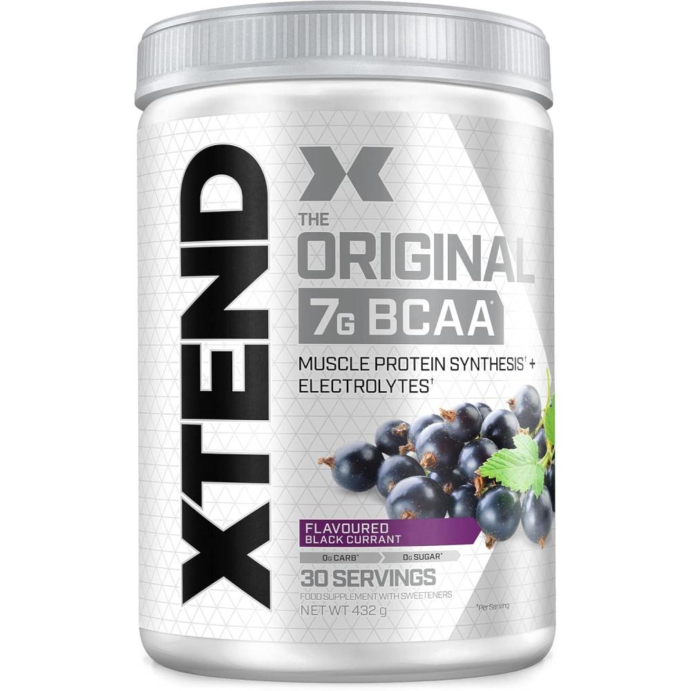 imagePoudre XTEND Original aux BCAA citroncitron vert complment alimentaire aux acides amins ramifis 7 g de BCAA lectrolytes pour rcupration et hydratation 30 portionsCassis