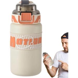 Gourde d&rsquo;Eau Sportive, Gobelet À Paille 640ml Pour Boisson De Voyage, Gourde En Acier Inoxydable, pour le Voyage, les Étudiants, l&rsquo;Escalade, les Activités de Plein Air, l&rsquo;Alpinisme, le(Crémeux)