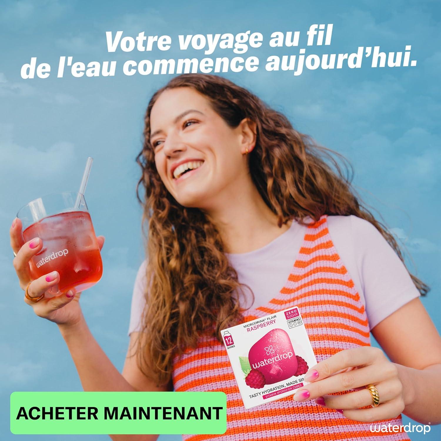 imagewaterdrop Microdrink Set Coffret Fruits Classiques 48 Pastilles Pour Boisson Hydratante en Saveurs Pomme Orange Framboise ampamp Cassis Cubes Boisson Vegan Vitamine C B Eau Aromatise Sans SucreFruits Tropicaux