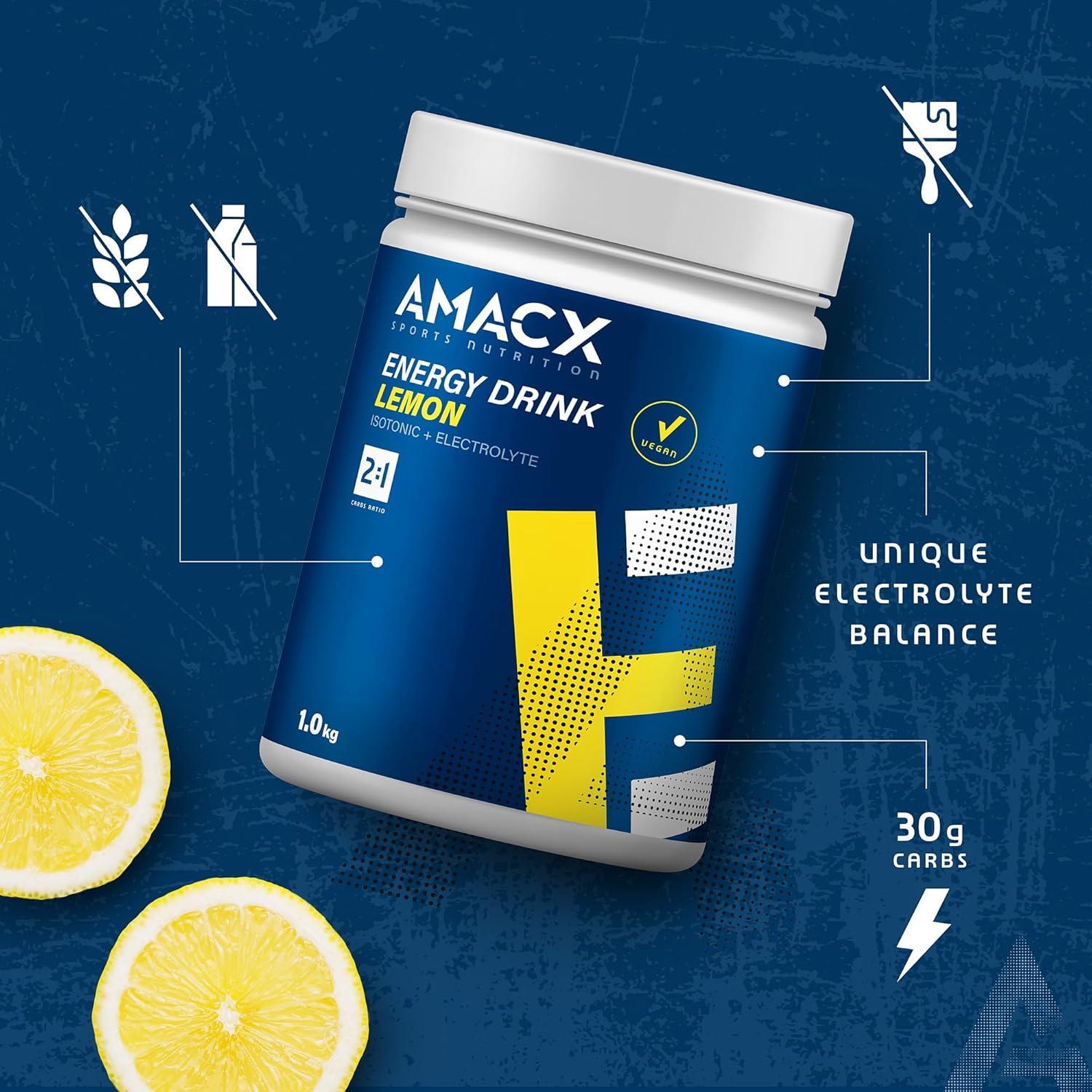 imageAMACX Boisson Energisante en Poudre Boisson Isotonique Hydratation Electrolyte pour le Sport 1kg Boissons nergtiques au Glucose et Fructose Sans Additifs Artificiels CitronCitron