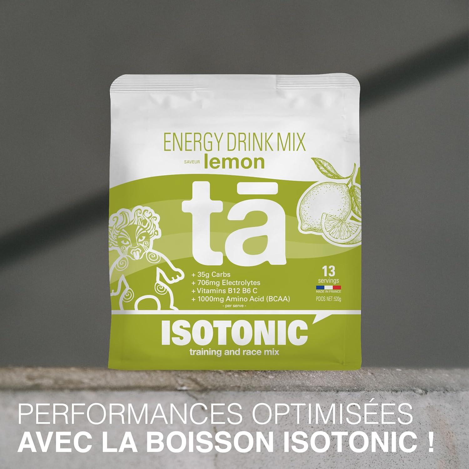 imageBoisson nergtique fabrique en France Apport en Glucides Electrolytes sodium magnsium potassium Vit C B6 B12 et BCAA Sac de 520g soit 13 bidons de 500ml ColaCitron