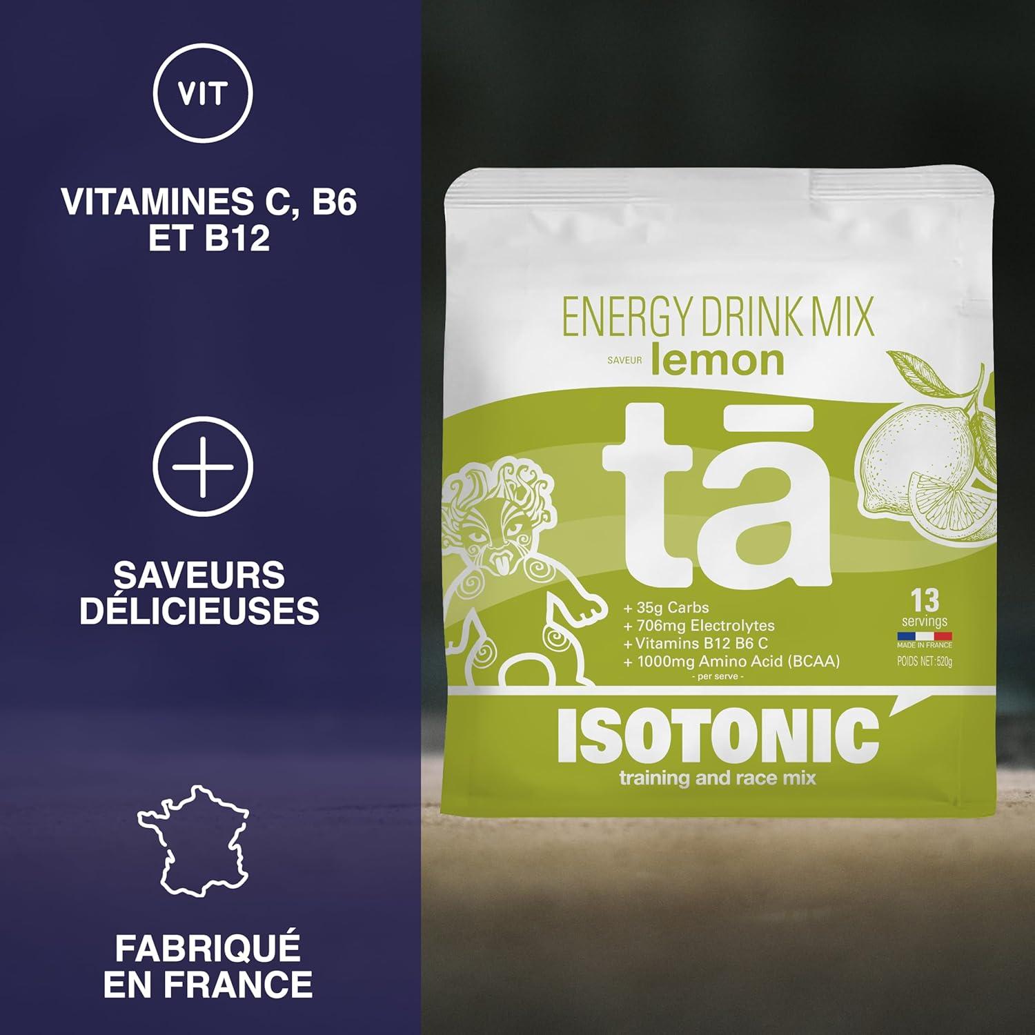 imageBoisson nergtique fabrique en France Apport en Glucides Electrolytes sodium magnsium potassium Vit C B6 B12 et BCAA Sac de 520g soit 13 bidons de 500ml ColaCitron