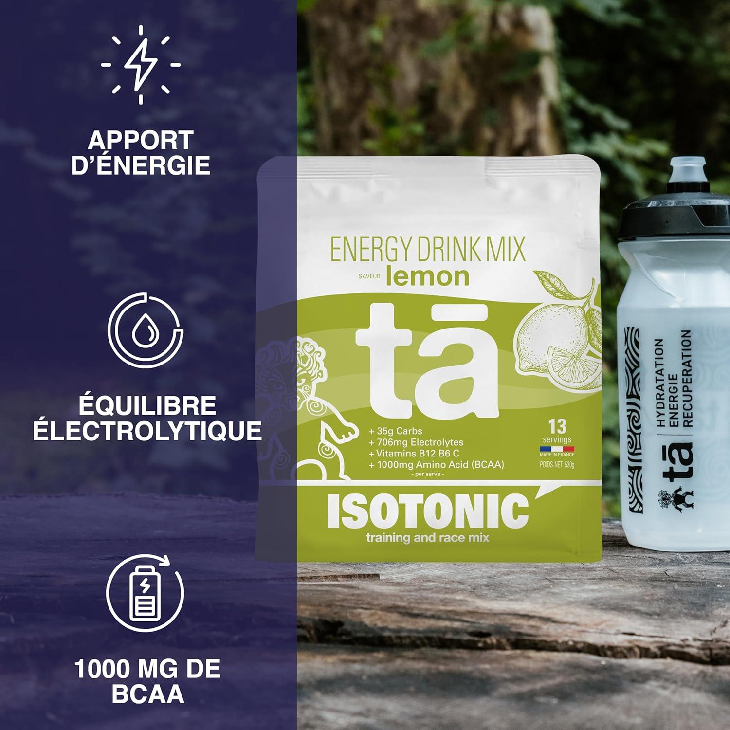 imageBoisson nergtique fabrique en France Apport en Glucides Electrolytes sodium magnsium potassium Vit C B6 B12 et BCAA Sac de 520g soit 13 bidons de 500ml ColaCitron
