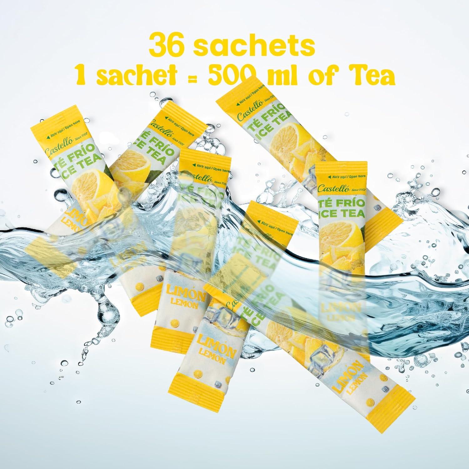imageCastello since 1907 Th Glac Ice Tea Iced Tea Zro en Sachets Citron Total 36 Sachets 1 Sachet 500 ml de Boisson Zro Calorie Sans Sucres Sans Aspartame
