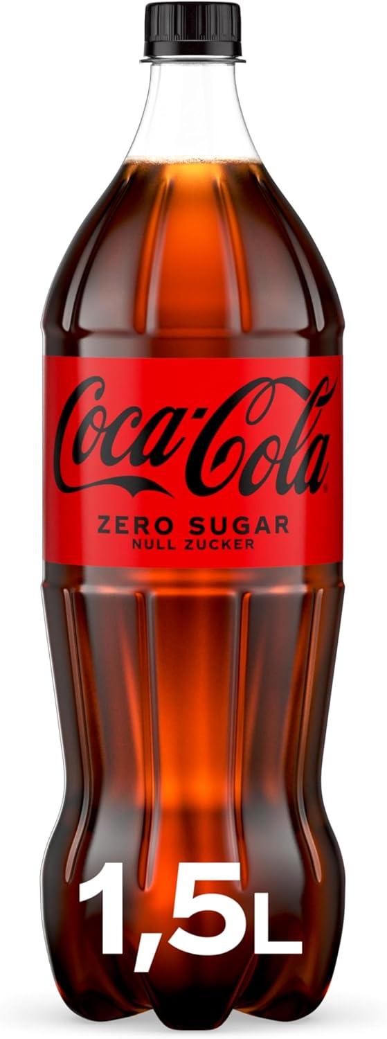 imageCocaCola Zero Sugar Boisson rafrachissante contenant de la cafine au got original de CocaCola zro sucre et sans calories Boisson rafrachissante en bouteilles jetables 4 x 1500 ml