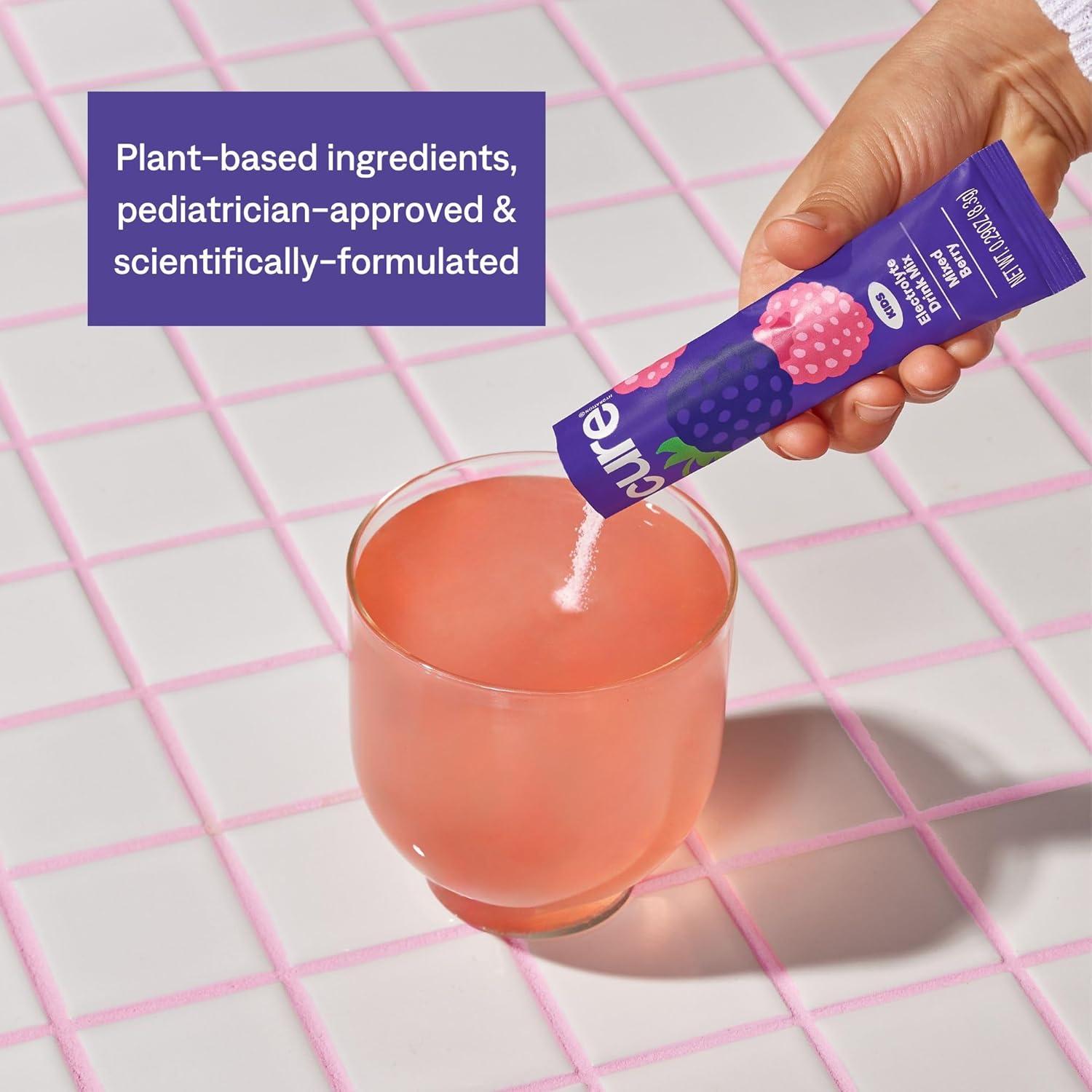 imageCure Hydration Mlange de boissons lectrolytiques pour enfants rhydratation formule sans sucre ajout sans OGM sans gluten sans armes artificiels FSA et HSA Bote de 6Baie mlange
