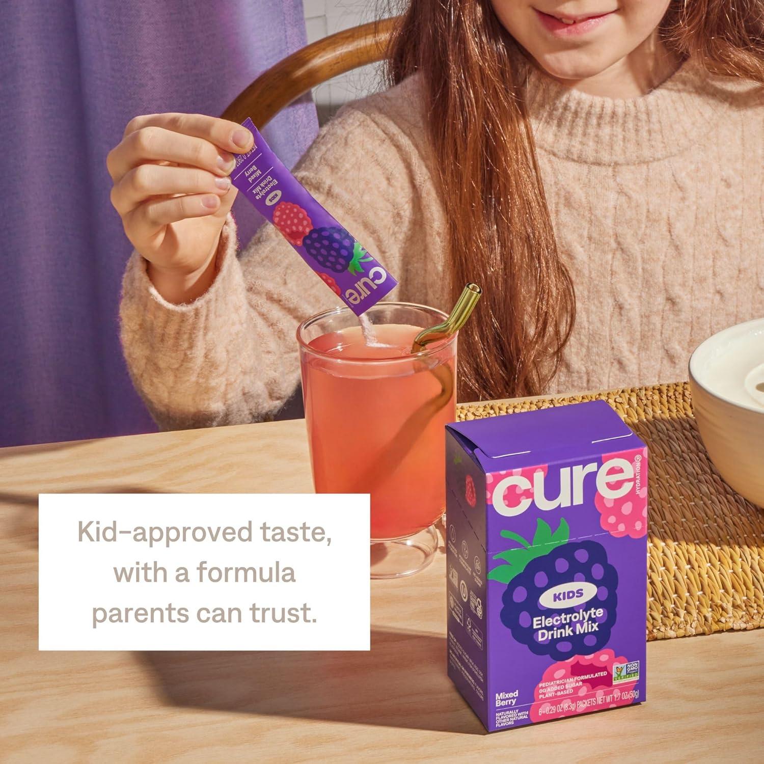 imageCure Hydration Mlange de boissons lectrolytiques pour enfants rhydratation formule sans sucre ajout sans OGM sans gluten sans armes artificiels FSA et HSA Bote de 6Baie mlange