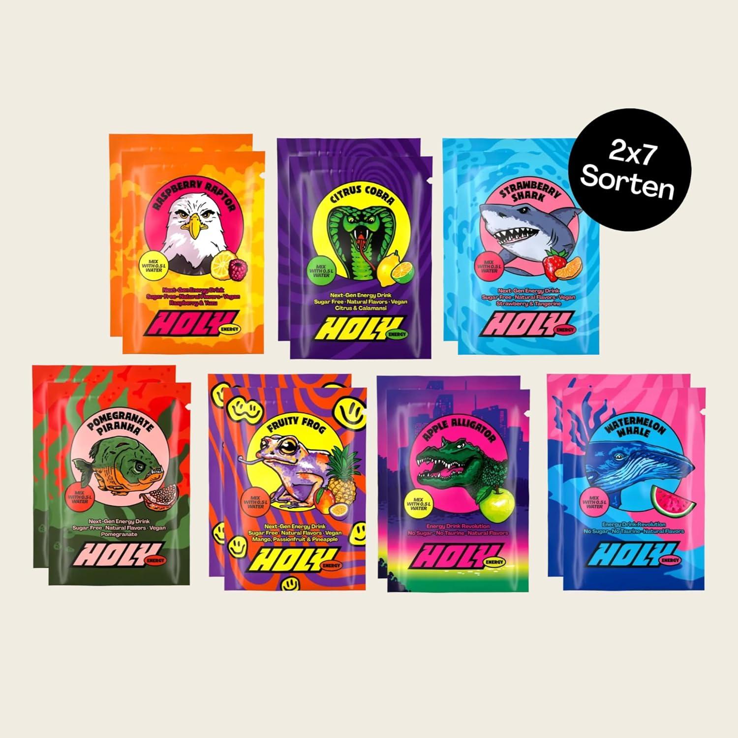imageHOLY Hydration Kit de dmarrage Boisson sportive 2x7 portions au got fruit naturel Avec lectrolytes et minraux Vgtalien Sans sucreStarter Set Deluxe