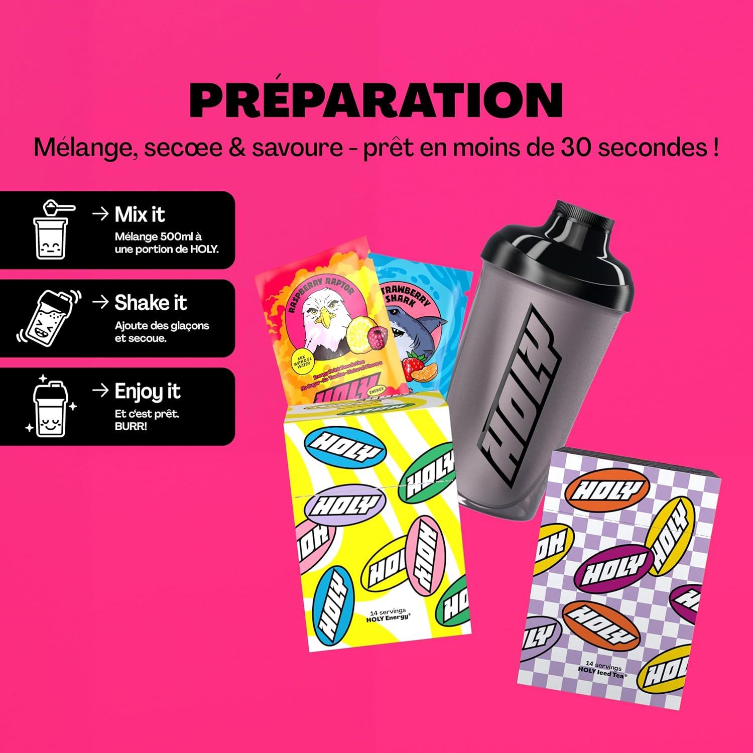 imageHOLY Hydration Kit de dmarrage Boisson sportive 2x7 portions au got fruit naturel Avec lectrolytes et minraux Vgtalien Sans sucreStarter Set Duo