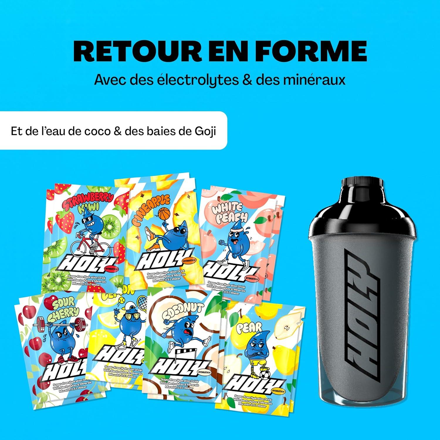 imageHOLY Hydration Kit de dmarrage Boisson sportive 2x7 portions au got fruit naturel Avec lectrolytes et minraux Vgtalien Sans sucreStarter Set HOLY Hydration