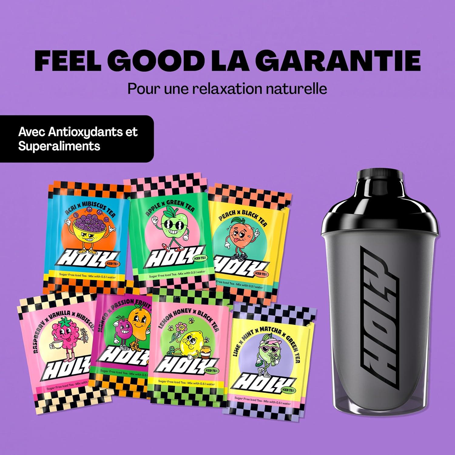 imageHOLY Hydration Kit de dmarrage Boisson sportive 2x7 portions au got fruit naturel Avec lectrolytes et minraux Vgtalien Sans sucreStarter Set HOLY Iced Tea