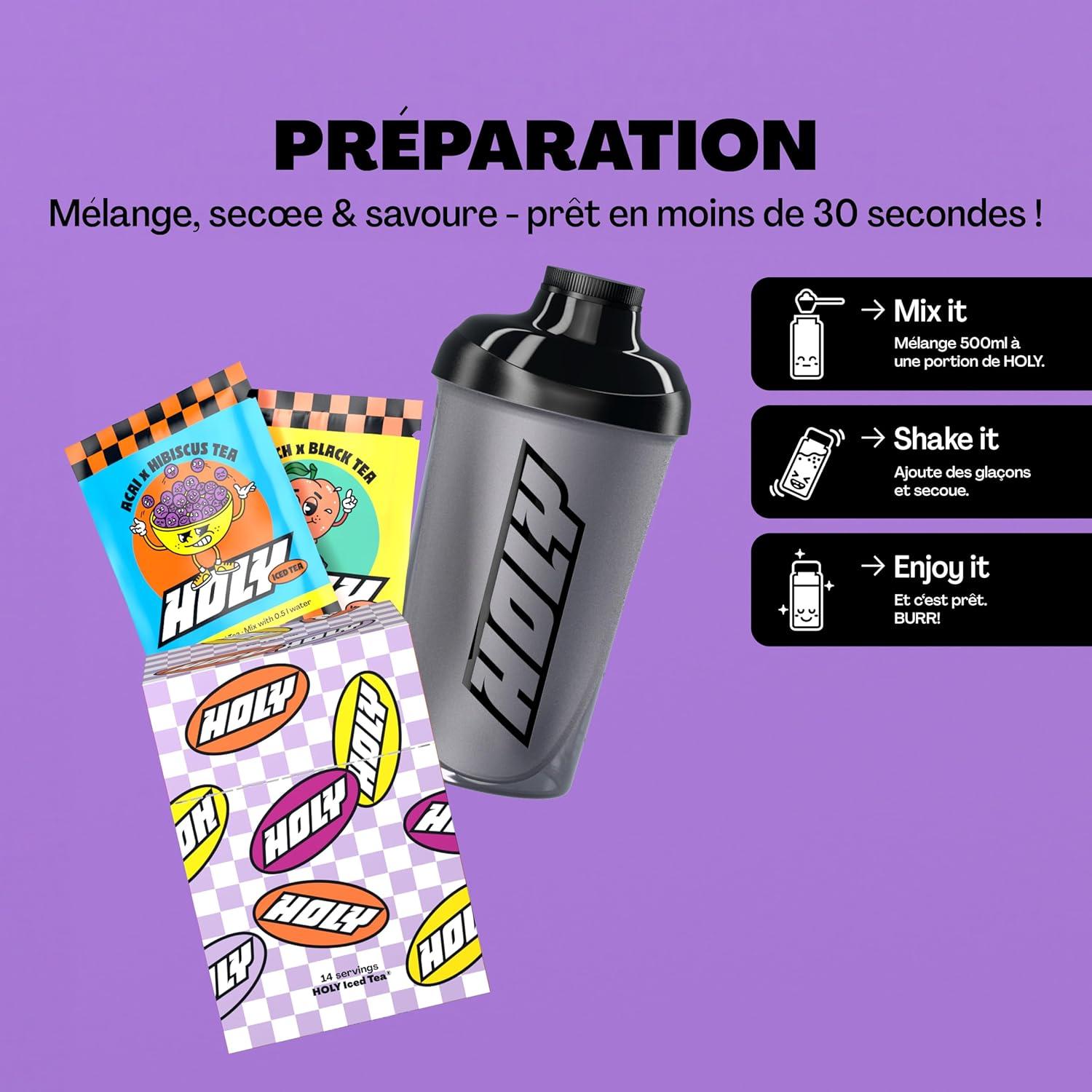 imageHOLY Hydration Kit de dmarrage Boisson sportive 2x7 portions au got fruit naturel Avec lectrolytes et minraux Vgtalien Sans sucreStarter Set HOLY Iced Tea