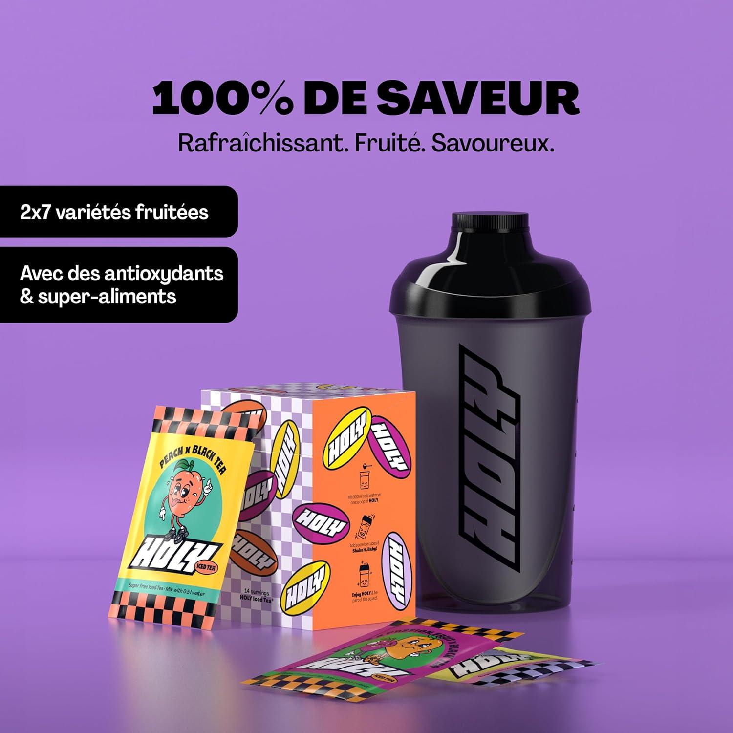 imageHOLY Hydration Kit de dmarrage Boisson sportive 2x7 portions au got fruit naturel Avec lectrolytes et minraux Vgtalien Sans sucreStarter Set HOLY Iced Tea