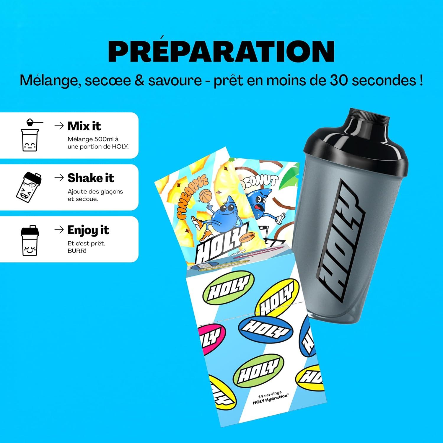 imageHOLY Hydration Kit de dmarrage Boisson sportive 2x7 portions au got fruit naturel Avec lectrolytes et minraux Vgtalien Sans sucreStarter Set HOLY Hydration
