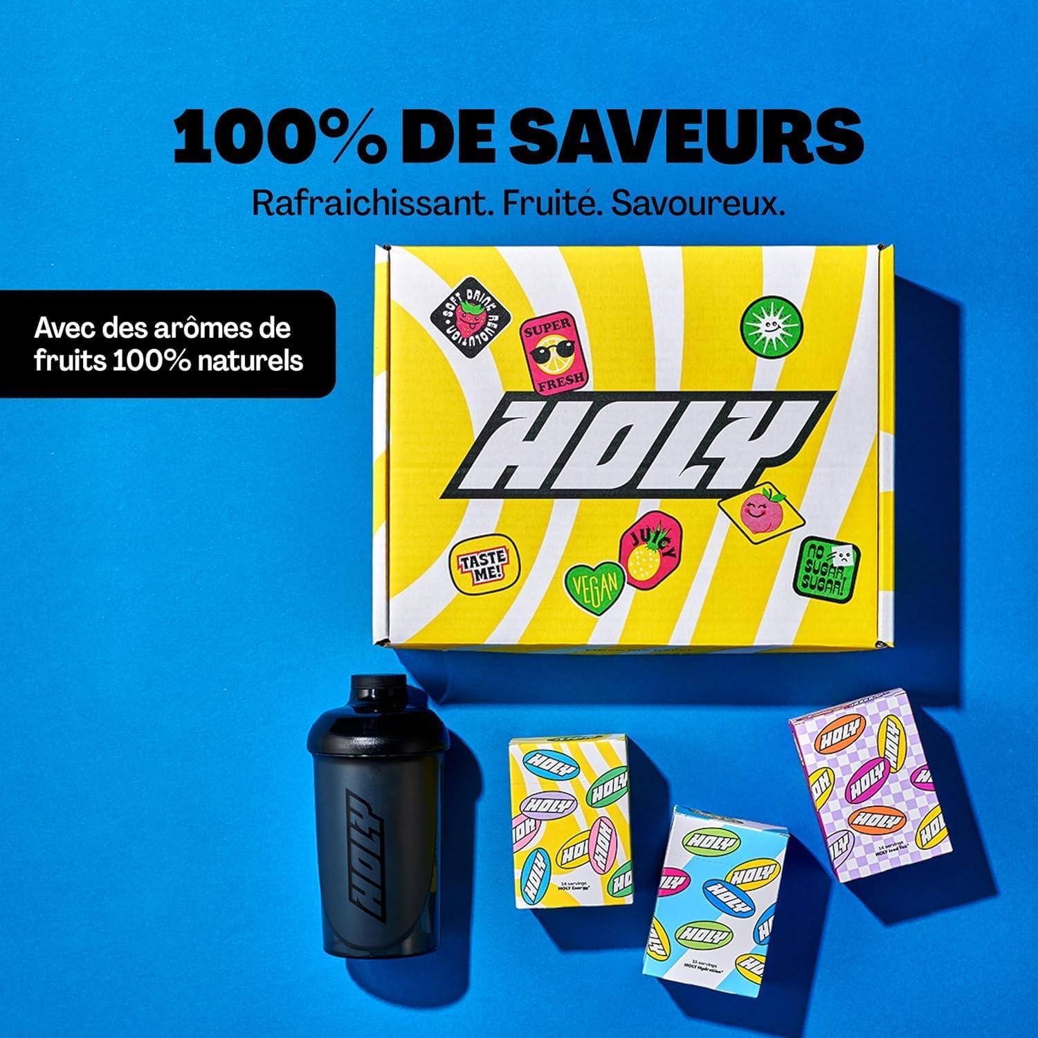 imageHOLY Hydration Kit de dmarrage Boisson sportive 2x7 portions au got fruit naturel Avec lectrolytes et minraux Vgtalien Sans sucreStarter Set Trio