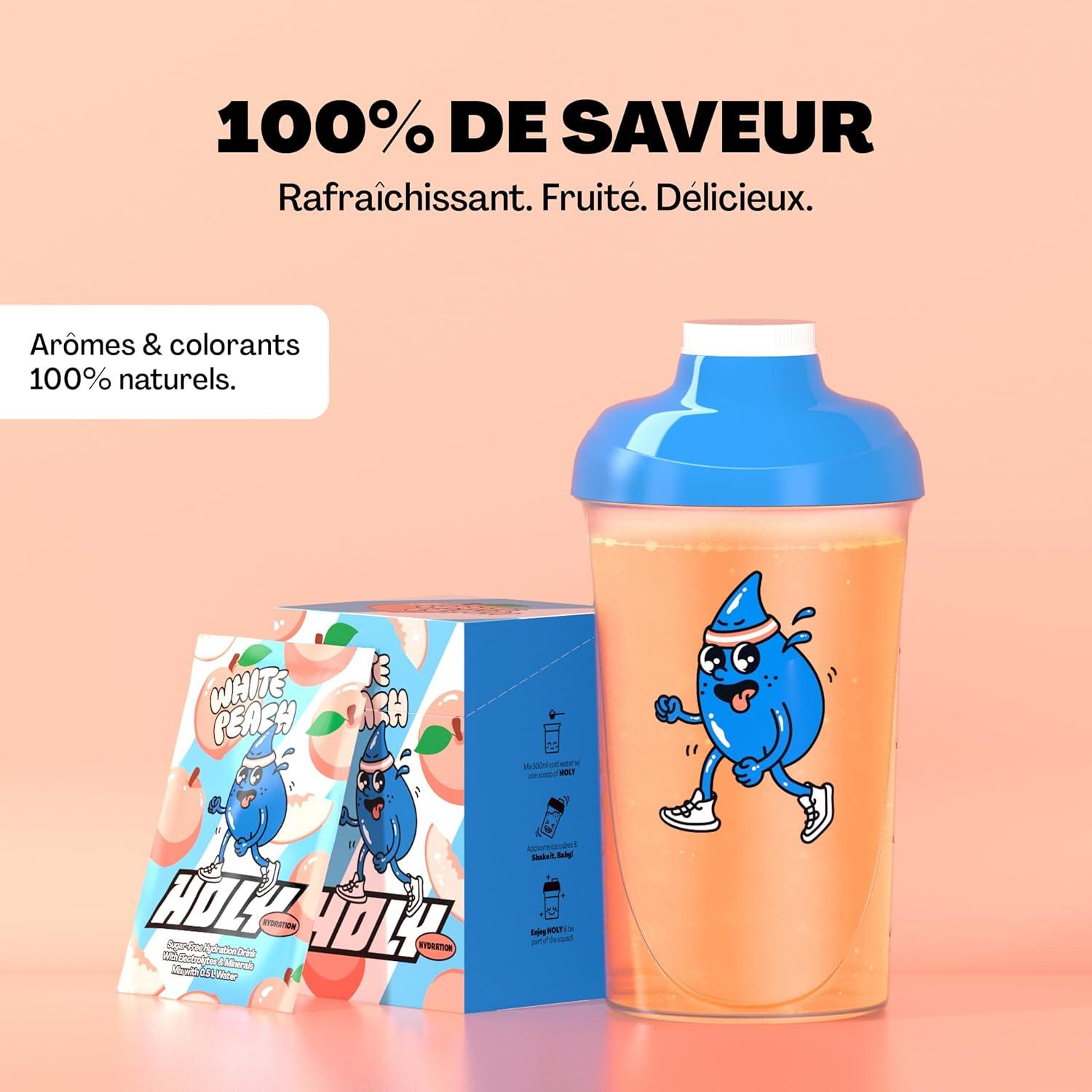 imageHOLY Hydration Lot de 10 botes de dgustation canneberge en poudre au got canneberge 10 portions dlectrolytes et minraux prcieux Boisson dhydratation Vgtalien avec armes de fruitsWhite Peach