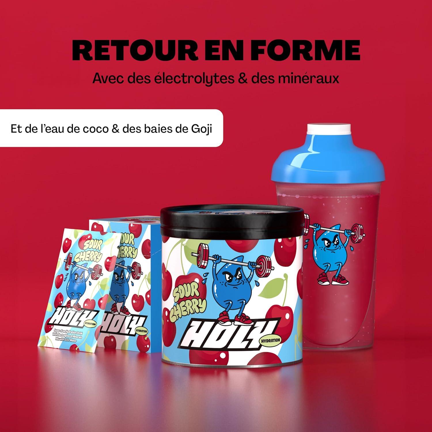 imageHOLY Hydration Lot de 10 botes de dgustation canneberge en poudre au got canneberge 10 portions dlectrolytes et minraux prcieux Boisson dhydratation Vgtalien avec armes de fruitsSour Cherry