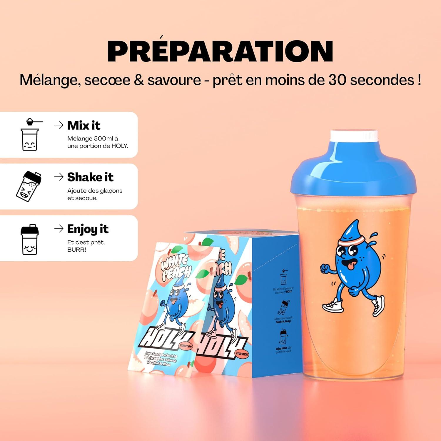 imageHOLY Hydration Lot de 10 botes de dgustation canneberge en poudre au got canneberge 10 portions dlectrolytes et minraux prcieux Boisson dhydratation Vgtalien avec armes de fruitsWhite Peach