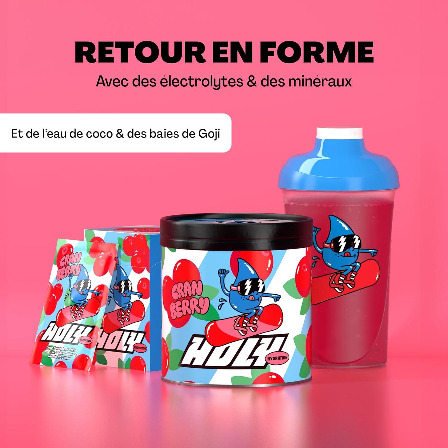 imageHOLY Hydration Lot de 10 botes de dgustation canneberge en poudre au got canneberge 10 portions dlectrolytes et minraux prcieux Boisson dhydratation Vgtalien avec armes de fruitsCranberry