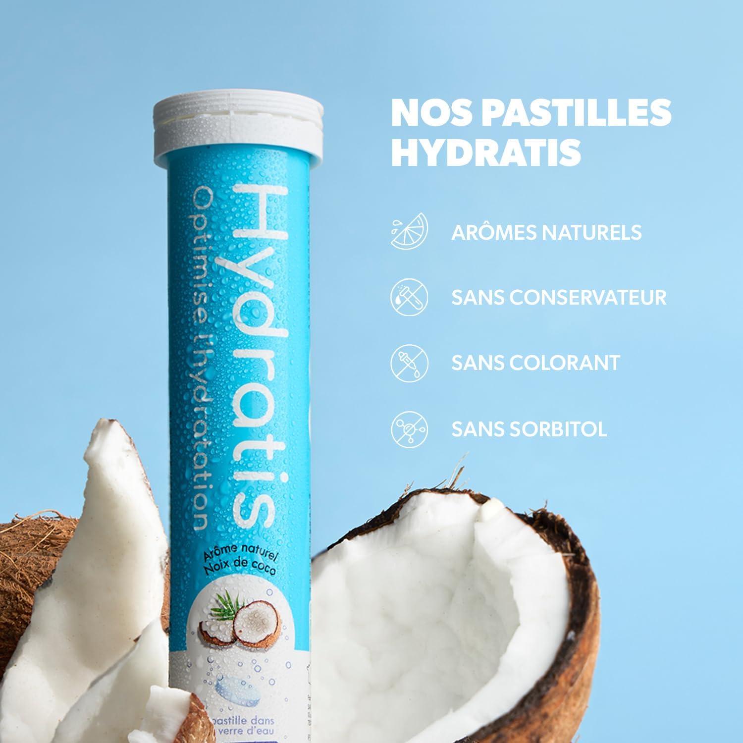 imageHYDRATIS Pastilles Hydratation Electrolytes Noix de Coco Amliore lHydratation et Favorise lnergie Formule Isotonique Sport Rcupration Bientre 1 tube 20 Pastilles1 TUBE