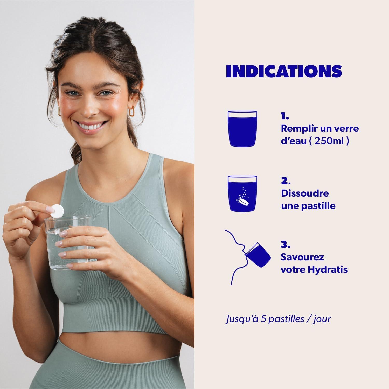 imageHYDRATIS Pastilles Hydratation Electrolytes Pche Amliore lHydratation et Favorise lnergie Formule Isotonique Sport Rcupration Bientre 1 mini tube 10 Pastilles2 TUBES