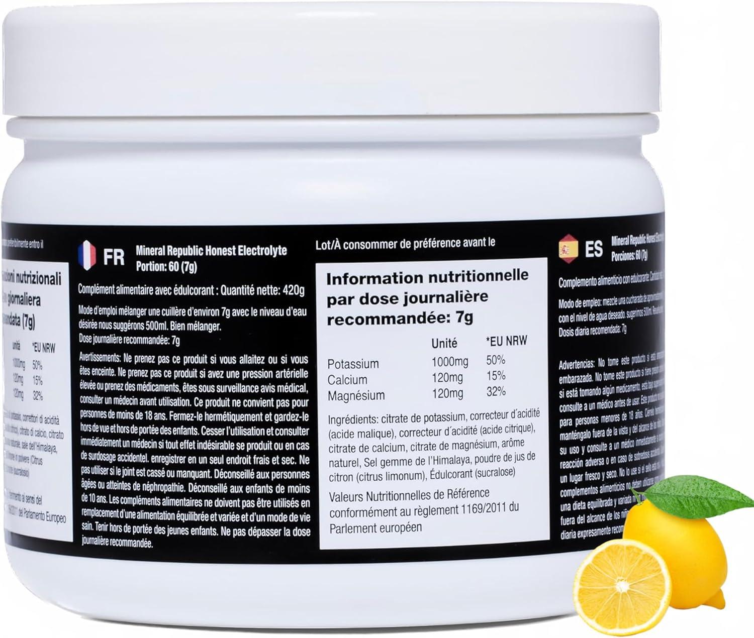 imageHonest Electrolyte Powder Electrolytes sans Sucre de Haute Puissancelectrolytes Keto Zro Calorie avec Magnsium Poudre Concentre de Potassium Sodium et Minraux KetoSels de Jene420 g Lot de 1