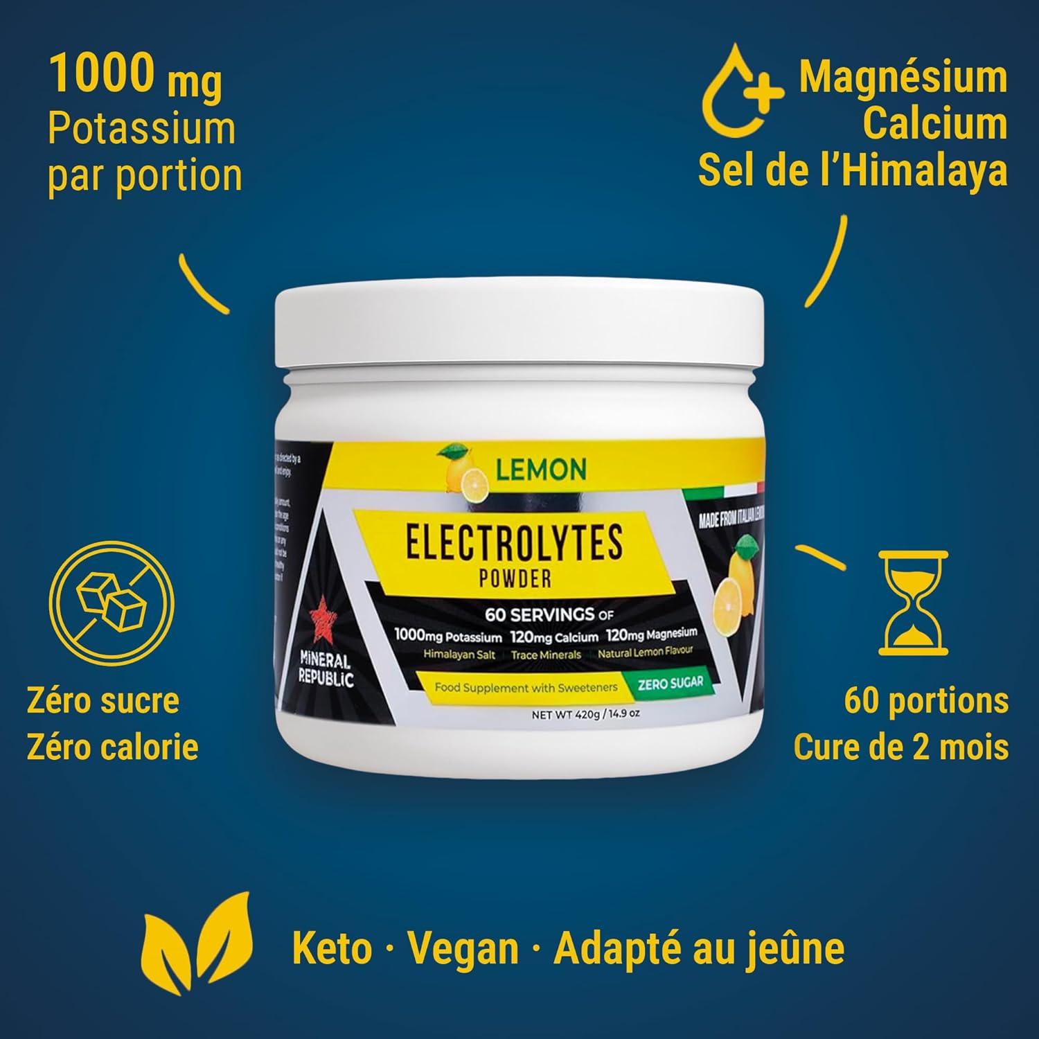 imageHonest Electrolyte Powder Electrolytes sans Sucre de Haute Puissancelectrolytes Keto Zro Calorie avec Magnsium Poudre Concentre de Potassium Sodium et Minraux KetoSels de Jene420 g Lot de 1