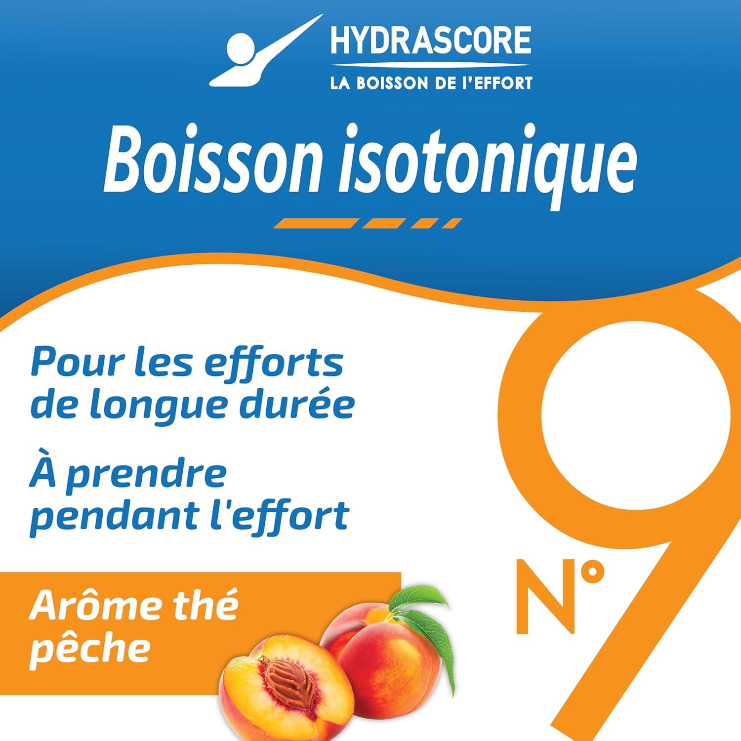 imageHydrascore N9 Th Pche 4 Dosettes Boisson Isotonique Energtique pour Sportifs Running Vlo Triathlon Poudre nergisante ampamp Hydratante lectrolytes Hydratation ampamp BCAA H1040