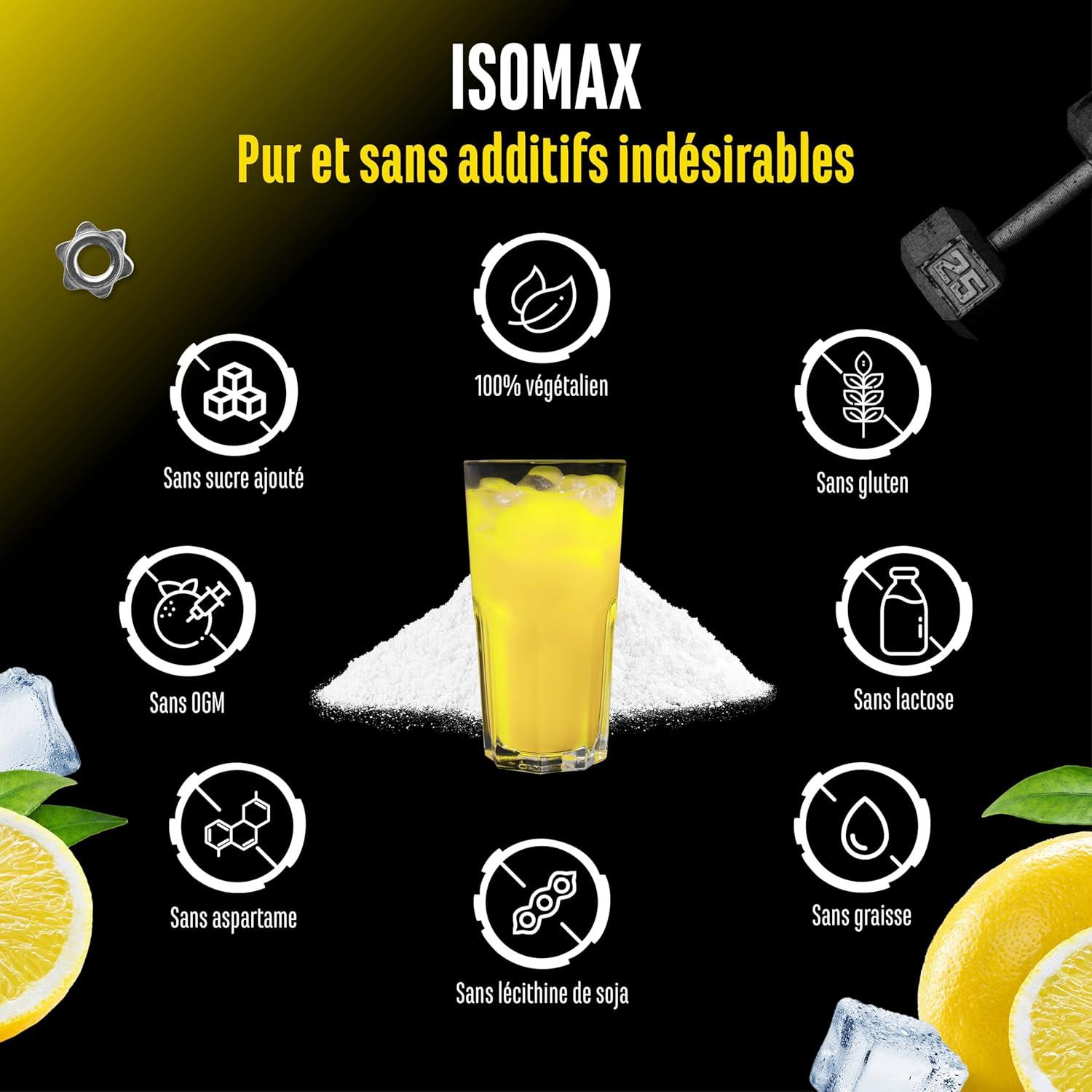 imageIsomax 1000g de poudre pour boisson isotonique avec maltodextrine glucose eau de coco acides amins lectrolytes ampamp vitamines vgtalien avec Palatinose CocoMineral Aquamin citronCitron