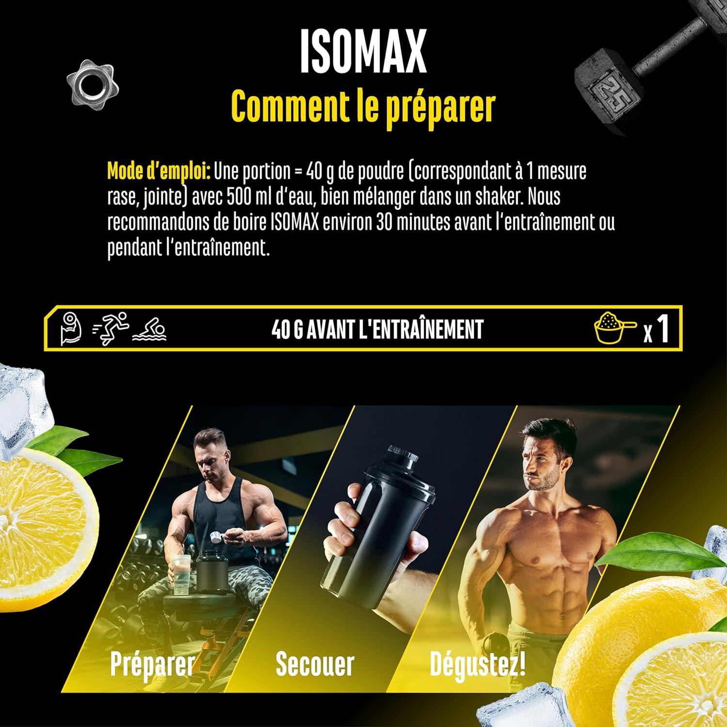 imageIsomax 1000g de poudre pour boisson isotonique avec maltodextrine glucose eau de coco acides amins lectrolytes ampamp vitamines vgtalien avec Palatinose CocoMineral Aquamin citronCitron
