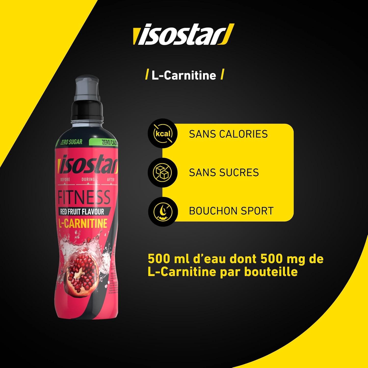 imageIsostar L Carnitine Saveur Fruits Rouges Boisson hydratatante pour sportifs Sans calories Sans sucres 500 mlFruits Rouges