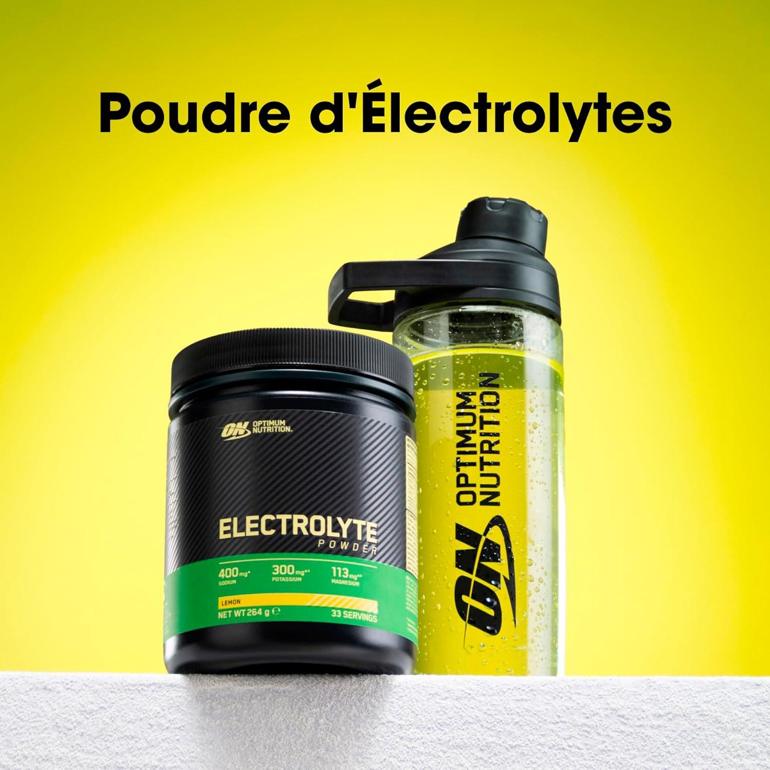 imageOptimum Nutrition Poudre lectrolytes Citron Diluer avec Sodium Magnsium Potassium Complment pour Entranement et Sport 264g 33 Portions 197 charactersCitron