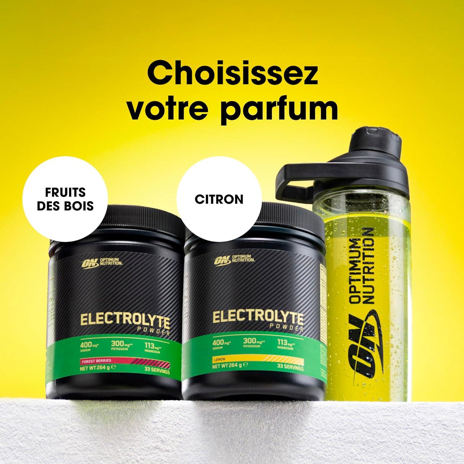 imageOptimum Nutrition Poudre lectrolytes Citron Diluer avec Sodium Magnsium Potassium Complment pour Entranement et Sport 264g 33 Portions 197 charactersCitron