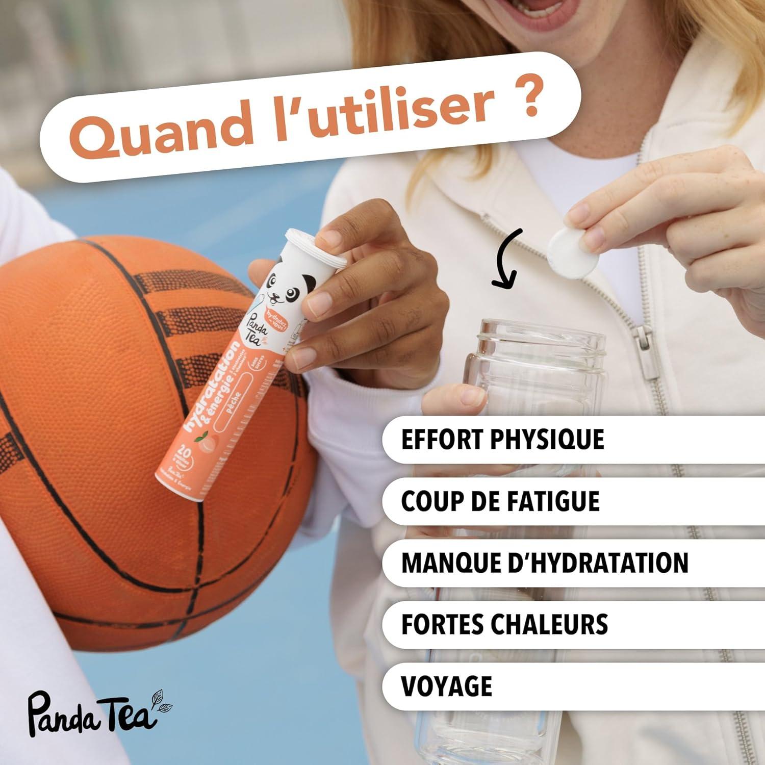 imagePanda Tea Hydratation ampamp nergie Pche 20 Pastilles sans sucre Electrolyte Ultra Hydratation Idale pour le Sport et le Quotidien3
