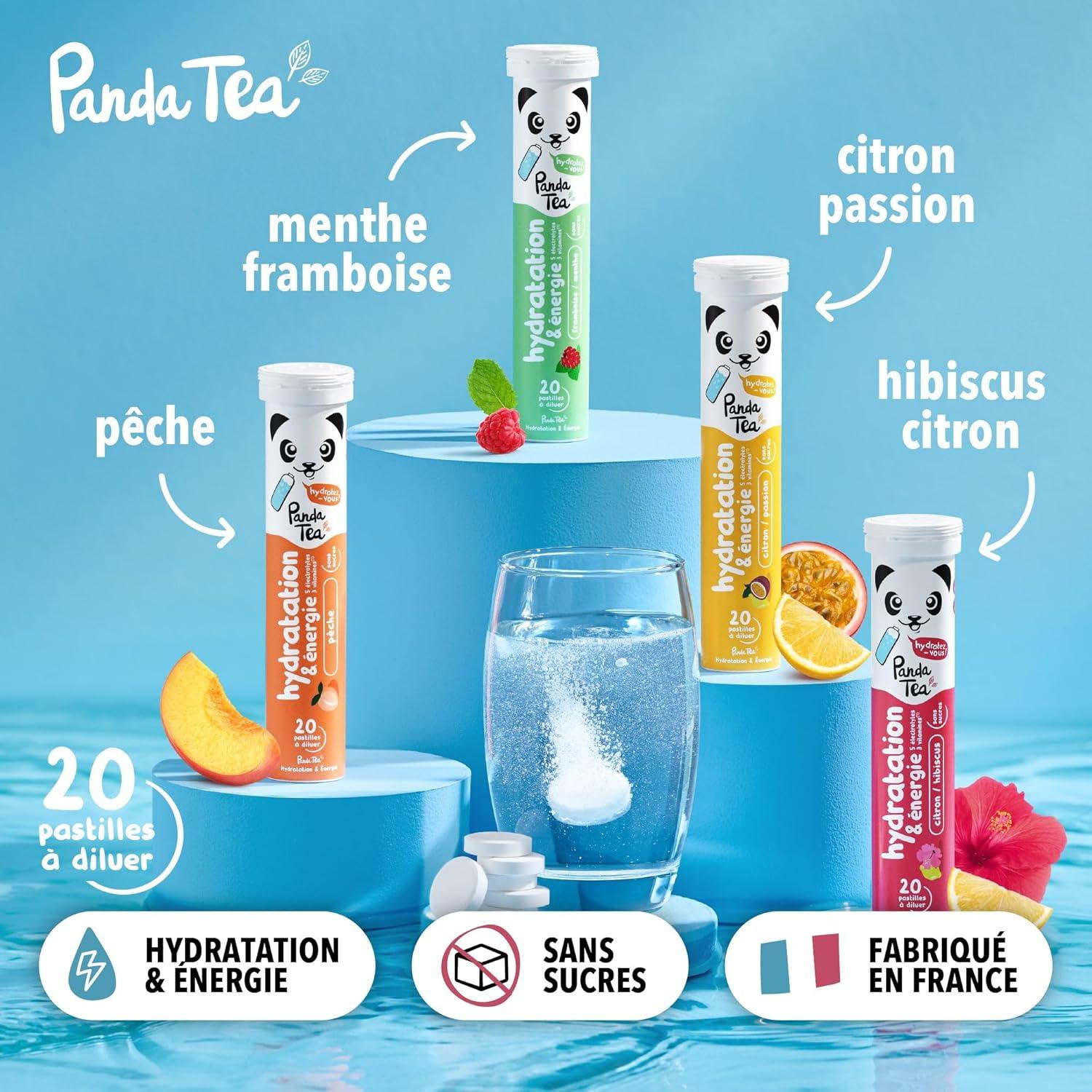imagePanda Tea Hydratation ampamp nergie Pche 20 Pastilles sans sucre Electrolyte Ultra Hydratation Idale pour le Sport et le Quotidien3