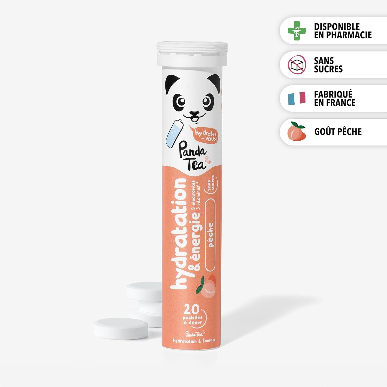 imagePanda Tea Hydratation ampamp nergie Pche 20 Pastilles sans sucre Electrolyte Ultra Hydratation Idale pour le Sport et le Quotidien3